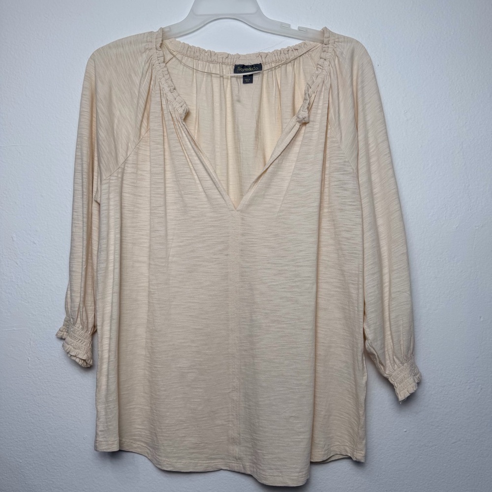 Style & Co Soft Cream Basic tee Blouse‎ 1X New without tag - Picture 4 of 9